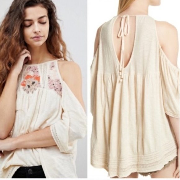 NWT Free People Fast Times Cold Shoulder Blouse size Small - Picture 7 of 8